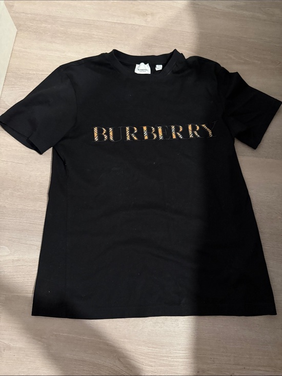 Burberry Tops - Burberry Black Tee with Vintage Check Logo